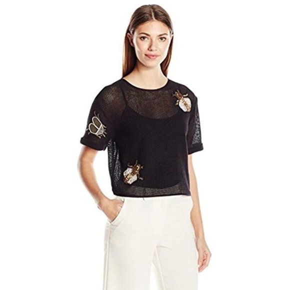 Guess Tops - Guess black short sleeve knit Kera crop top